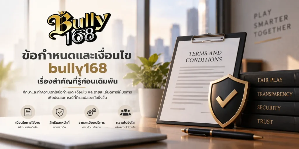 ข้อกำหนดและเงื่อนไข bully168 เรื่องสำคัญที่รู้ก่อนเดิมพัน